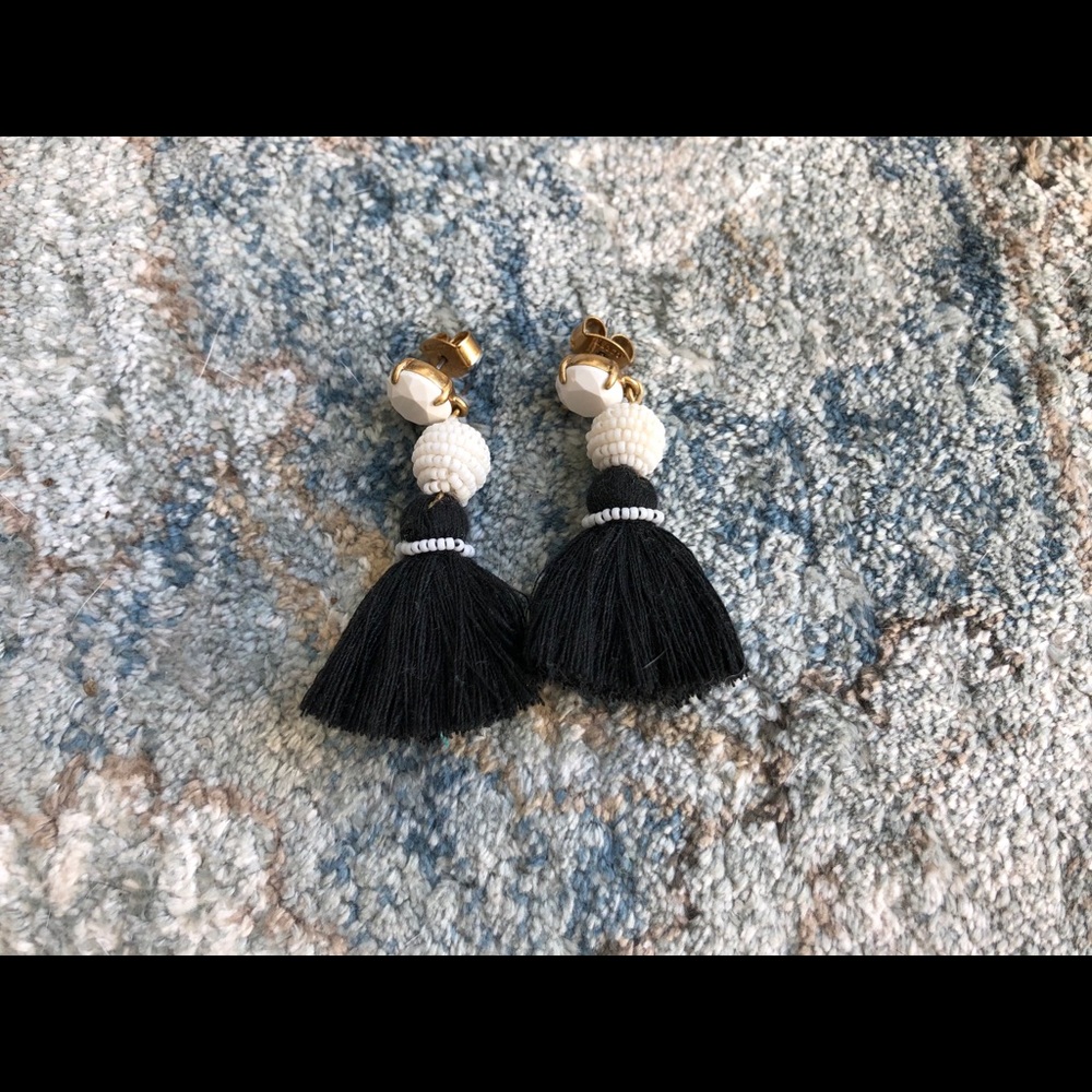 JCrew Black & White Tassel Earrings